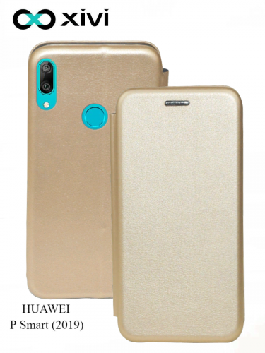 Чехол-книжка Xivi для HUAWEI P Smart (2019), Fashion Case, на магните, экокожа, цвет золотой 1