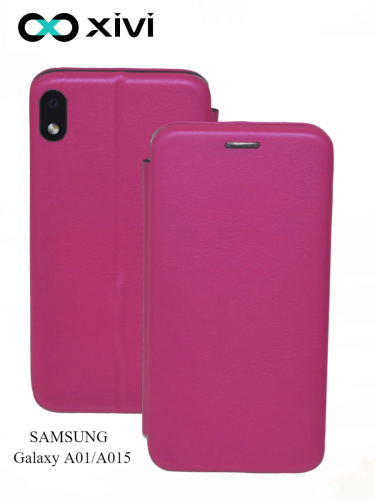 Чехол-книжка Xivi для SAMSUNG Galaxy A01A015, Fashion Case, на магните, экокожа, цвет ярко-розовый 1