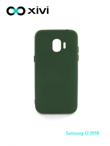 Накладка задняя Xivi для SAMSUNG Galaxy J2 2018 J250G, Silicon Case, силикон, матовая, №59, цвет темно-зеленый 1