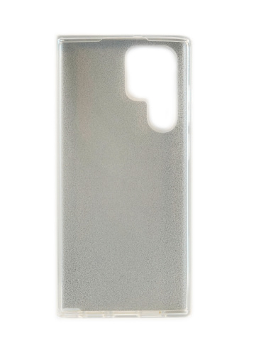 Накладка задняя для SAMSUNG Galaxy S22 Ultra, силикон, блёстки, цвет: серебряный