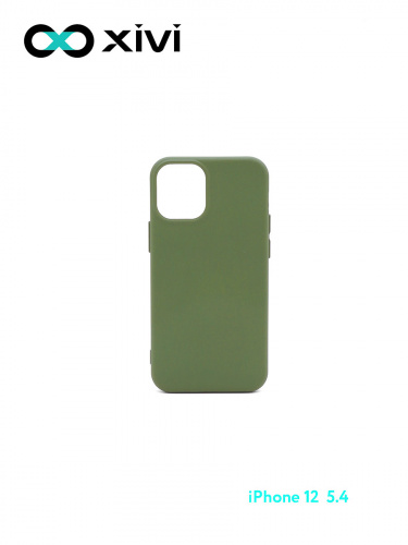 Накладка задняя Xivi для APPLE iPhone 12 5.4, Silicon Case, силикон, матовая, №57, цвет зелёный 1