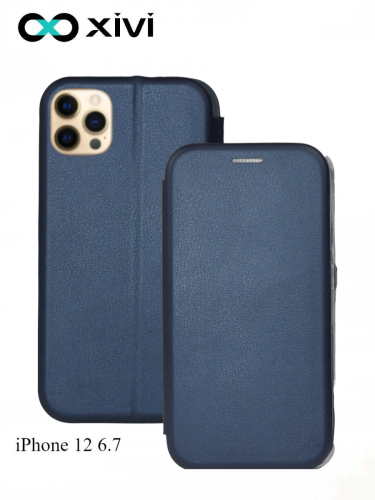 Чехол-книжка Xivi для APPLE iPhone 12 6.7, Fashion Case, на магните, экокожа, цвет темно-синий 1