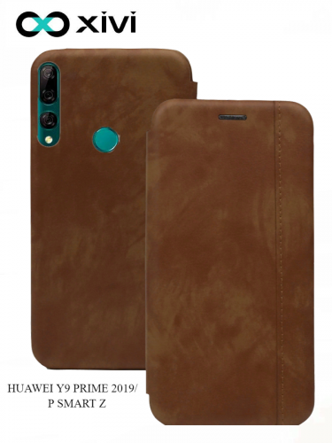 Чехол-книжка Xivi для HUAWEI Y9 PRIME 2019P SMART Z, Premium, вертикальный шов, на магните, экокожа, цвет хаки 1