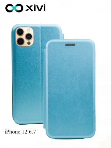 Чехол-книжка Xivi для APPLE iPhone 12 6.7, Fashion Case, на магните, экокожа, цвет голубой 1