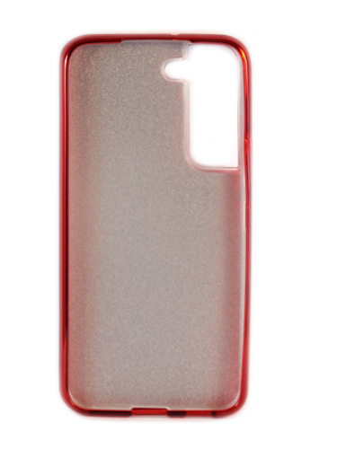 Накладка задняя для SAMSUNG Galaxy S22, силикон, блёстки, цвет: красный