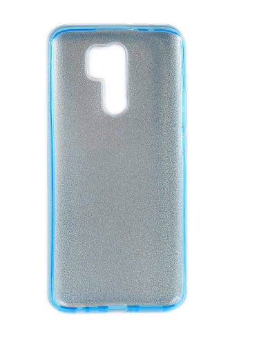 Накладка задняя для XIAOMI Redmi 9, силикон, блёстки, цвет: голубой
