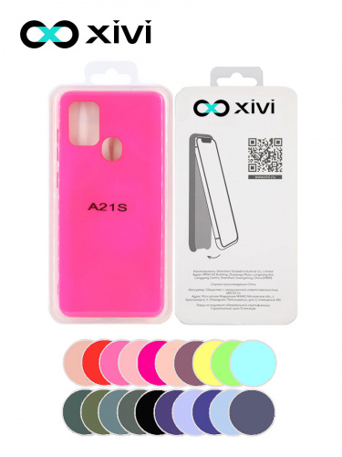 Накладка задняя Xivi для SAMSUNG Galaxy A21S, Silicon Case, силикон, матовая, №64, цвет фуксия 5