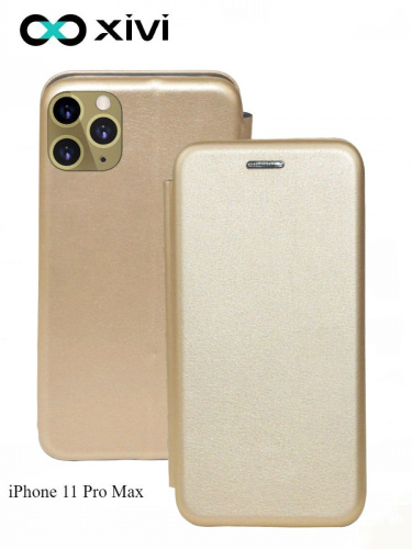 Чехол-книжка Xivi для APPLE iPhone 11 Pro Max, Fashion Case, на магните, экокожа, цвет золотой 1