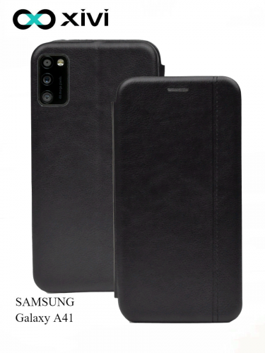 Чехол-книжка Xivi для SAMSUNG Galaxy A41, Premium, вертикальный шов, на магните, экокожа, цвет чёрный 1