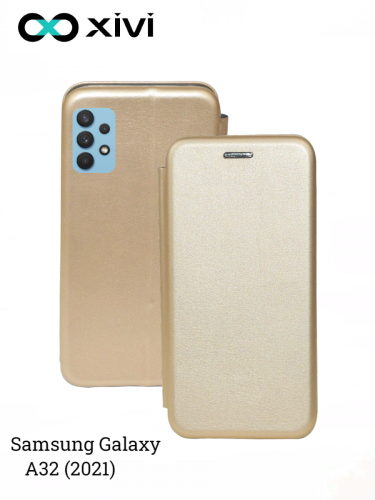 Чехол-книжка Xivi для SAMSUNG  Galaxy A32 (2021), Fashion Case, на магните, экокожа, цвет золотой 1