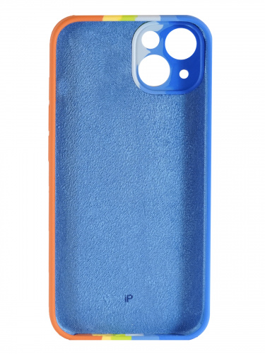Накладка задняя для iPhone 13 Mini, под оригинал, радужный градиент, №9, защита камеры, сине-оранжевый