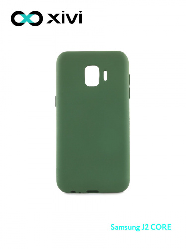 Накладка задняя Xivi для SAMSUNG Galaxy J2 CORE J260, Silicon Case, силикон, матовая, №59, цвет темно-зеленый 1