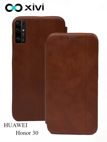Чехол-книжка Xivi для HUAWEI Honor 30 , Premium, вертикальный шов, на магните, экокожа, цвет светло-коричневый 1