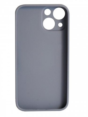 Накладка задняя для iPhone 13 Mini, силикон, защита камеры, имитация кожи, чернично-серый
