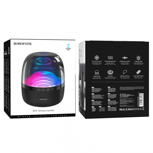 Колонка портативная Borofone, BP8, TF, USB, AUX, TWS, FM, Bluetooth, цвет чёрный (7)