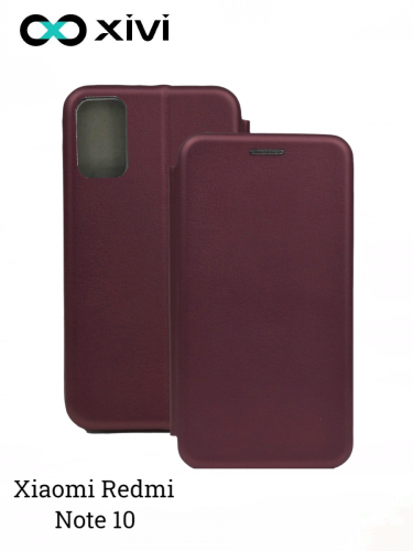 Чехол-книжка Xivi для XIAOMI REDMI NOTE 10 , Fashion Case, на магните, экокожа, цвет винный 1