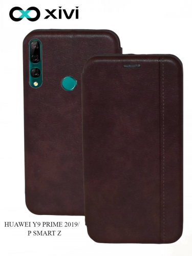Чехол-книжка Xivi для HUAWEI Y9 PRIME 2019P SMART Z, Premium, вертикальный шов, на магните, экокожа, цвет темно-коричневый 1