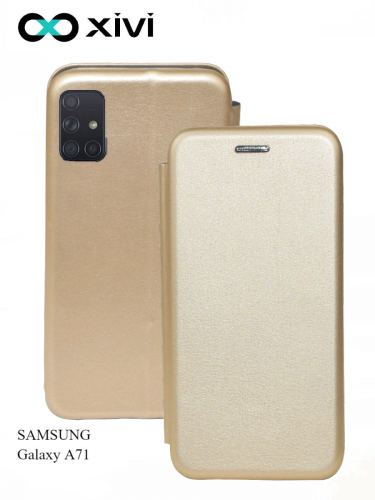 Чехол-книжка Xivi для SAMSUNG Galaxy A71, Fashion Case, на магните, экокожа, цвет золотой 1