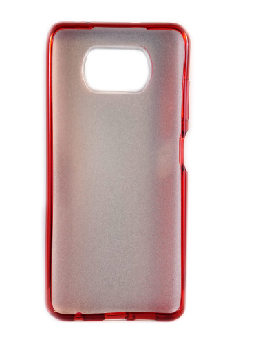 Накладка задняя для XIAOMI POCO X3, силикон, блёстки, цвет: красный