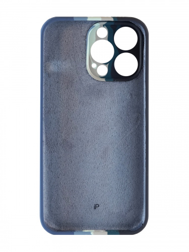 Накладка задняя для iPhone 13 Pro Max, под оригинал, радужный градиент, №7, защита камеры, зелено-голубой