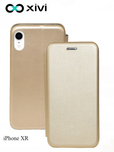 Чехол-книжка Xivi для APPLE iPhone XR, Fashion Case, на магните, экокожа, цвет золотой 1