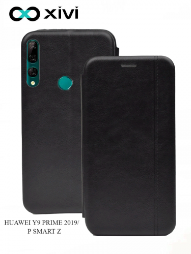 Чехол-книжка Xivi для HUAWEI Y9 PRIME 2019P SMART Z, Premium, вертикальный шов, на магните, экокожа, цвет чёрный 1
