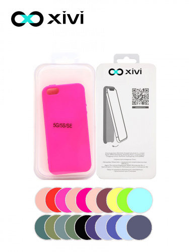Накладка задняя Xivi для APPLE iPhone 5 5S SE, Silicon Case, силикон, матовая, №64, цвет фуксия 5