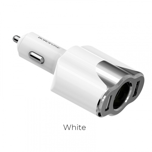 borofone-bz7-drivego-dual-usb-port-with-cigarette-lighter-socket-car-charger-white