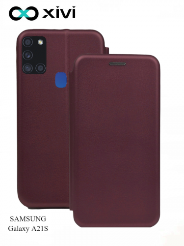 Чехол-книжка Xivi для SAMSUNG  Galaxy A21S, Fashion Case, на магните, экокожа, цвет винный 1