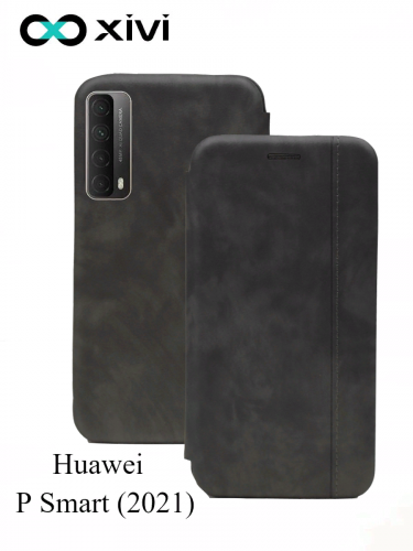 Чехол-книжка Xivi для HUAWEI P Smart (2021), Premium Line, вертикальный шов, на магните, экокожа, цвет серый 6