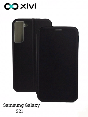 Чехол-книжка Xivi для SAMSUNG Galaxy S21, Fashion Case, на магните, экокожа, цвет чёрный 1