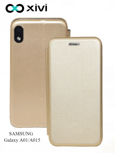 Чехол-книжка Xivi для SAMSUNG Galaxy A01A015, Fashion Case, на магните, экокожа, цвет золотой 1