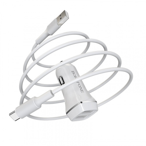 borofone-bz2-joyroad-dual-usb-port-car-charger-set-with-usb-c-cable-flexible