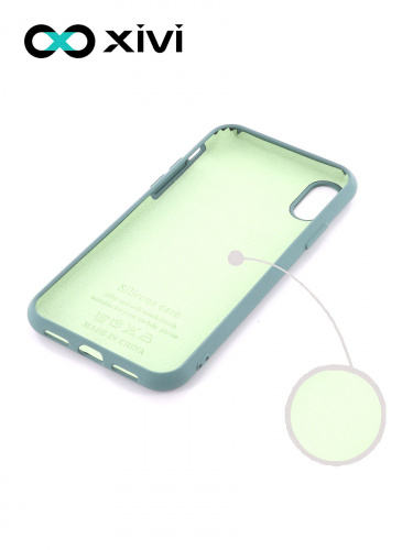 Накладка задняя Xivi для APPLE iPhone X XS, Silicon Case, силикон, матовая, №56, цвет зелёный 2