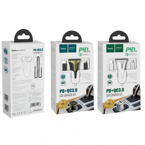 hoco-z31a-colossus-pd-qc30-car-charger-type-c-to-lightning-cable-set-packages