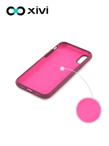 Накладка задняя Xivi для APPLE iPhone X XS, Silicon Case, силикон, матовая, №73, цвет винный 2