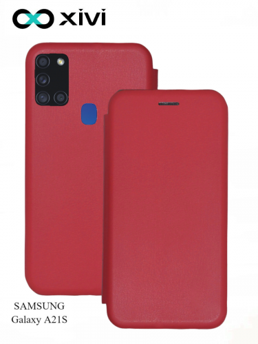 Чехол-книжка Xivi для SAMSUNG  Galaxy A21S, Fashion Case, на магните, экокожа, цвет красный 1