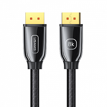 Кабель USB - USB, Usams, US-SJ532 U75, Video Cable, 2.0м, круглый, нейлон, чёрный