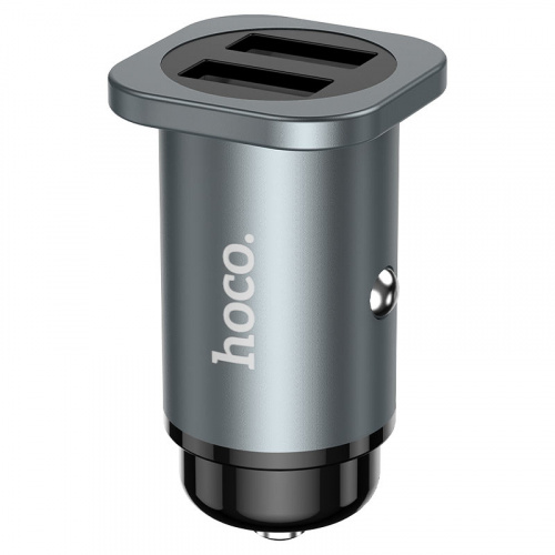 hoco-nz4-wise-road-dual-port-car-charger-metal-gray