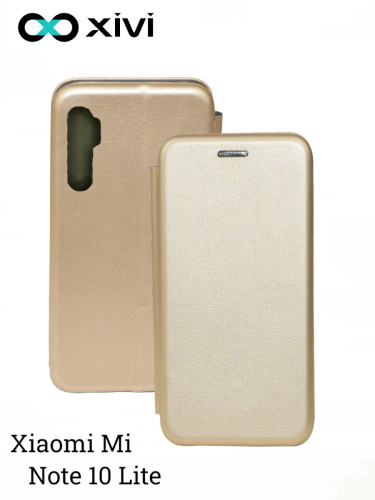 Чехол-книжка Xivi для XIAOMI MI Note 10 lite, Fashion Case, на магните, экокожа, цвет золотой 1