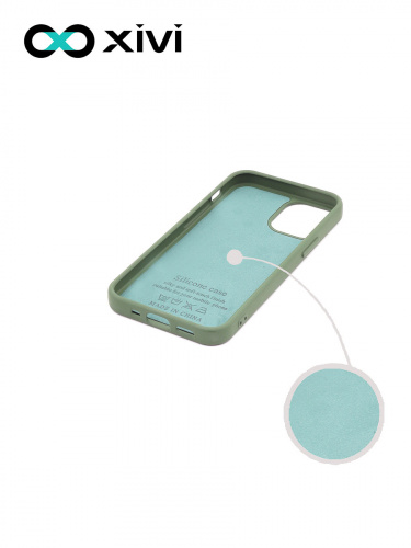 Накладка задняя Xivi для APPLE iPhone 12 5.4, Silicon Case, силикон, матовая, №59, цвет темно-зеленый 2