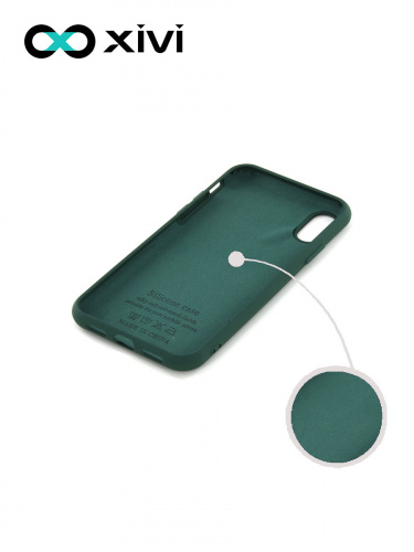 Накладка задняя Xivi для APPLE iPhone X XS, Silicon Case, силикон, матовая, №46, цвет изумрудный 2