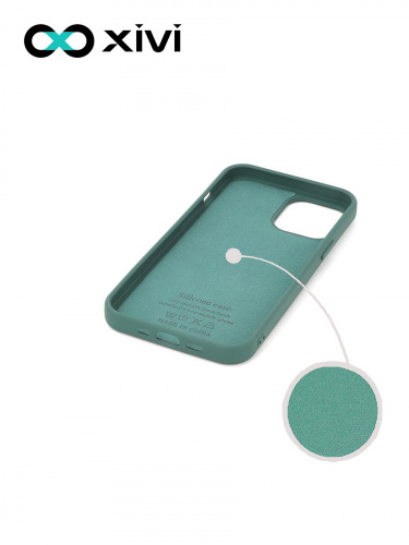 Накладка задняя Xivi для APPLE iPhone 12 5.4, Silicon Case, силикон, матовая, №46, цвет изумрудный 2