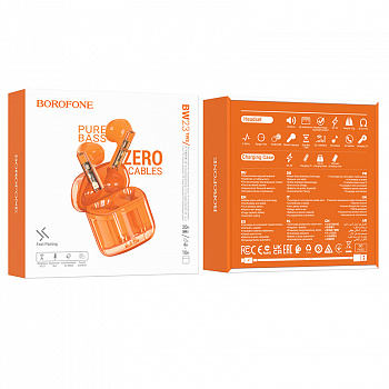 Гарнитура bluetooth HOCO, BW23, Crystal bean, ярко-оранжевый