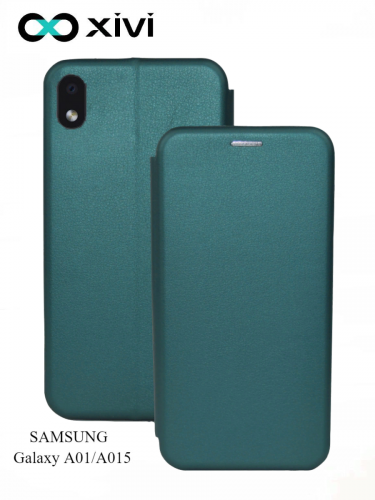 Чехол-книжка Xivi для SAMSUNG Galaxy A01A015, Fashion Case, на магните, экокожа, цвет зелёный 1