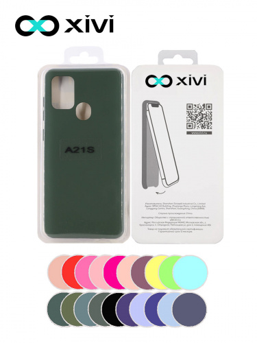 Накладка задняя Xivi для SAMSUNG Galaxy A21S, Silicon Case, силикон, матовая, №59, цвет темно-зеленый 5