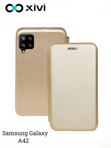 Чехол-книжка Xivi для SAMSUNG  Galaxy A42, Fashion Case, на магните, экокожа, цвет золотой 1