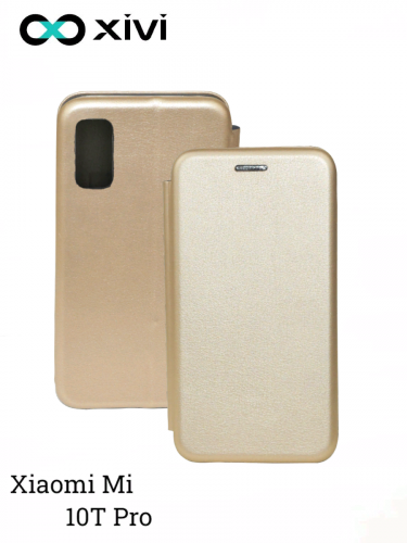 Чехол-книжка Xivi для XIAOMI MI 10T Pro, Fashion Case, на магните, экокожа, цвет золотой 1