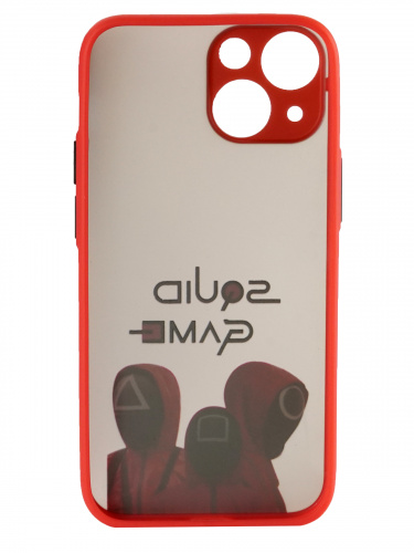 Накладка задняя для iPhone 13 Mini, "Игра в кальмара", защита камеры, цветные края, красный