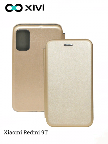 Чехол-книжка Xivi для XIAOMI Redmi 9T, Fashion Case, на магните, экокожа, цвет золотой 1